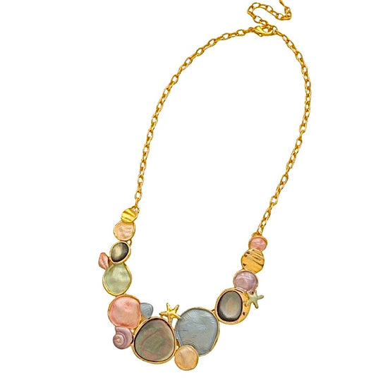 Metal & Shell Stone Necklace Set