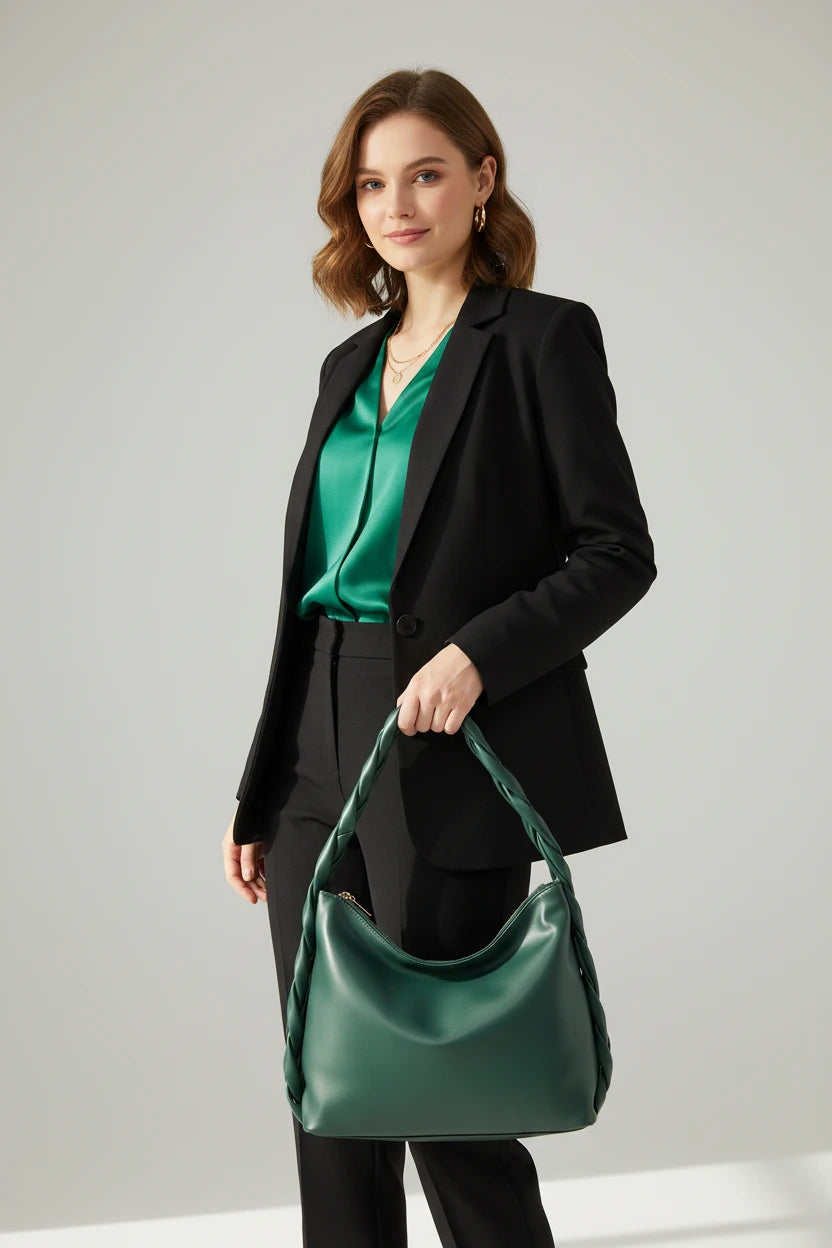 Vegan leather Hobon/Satchel with Knotted Handle