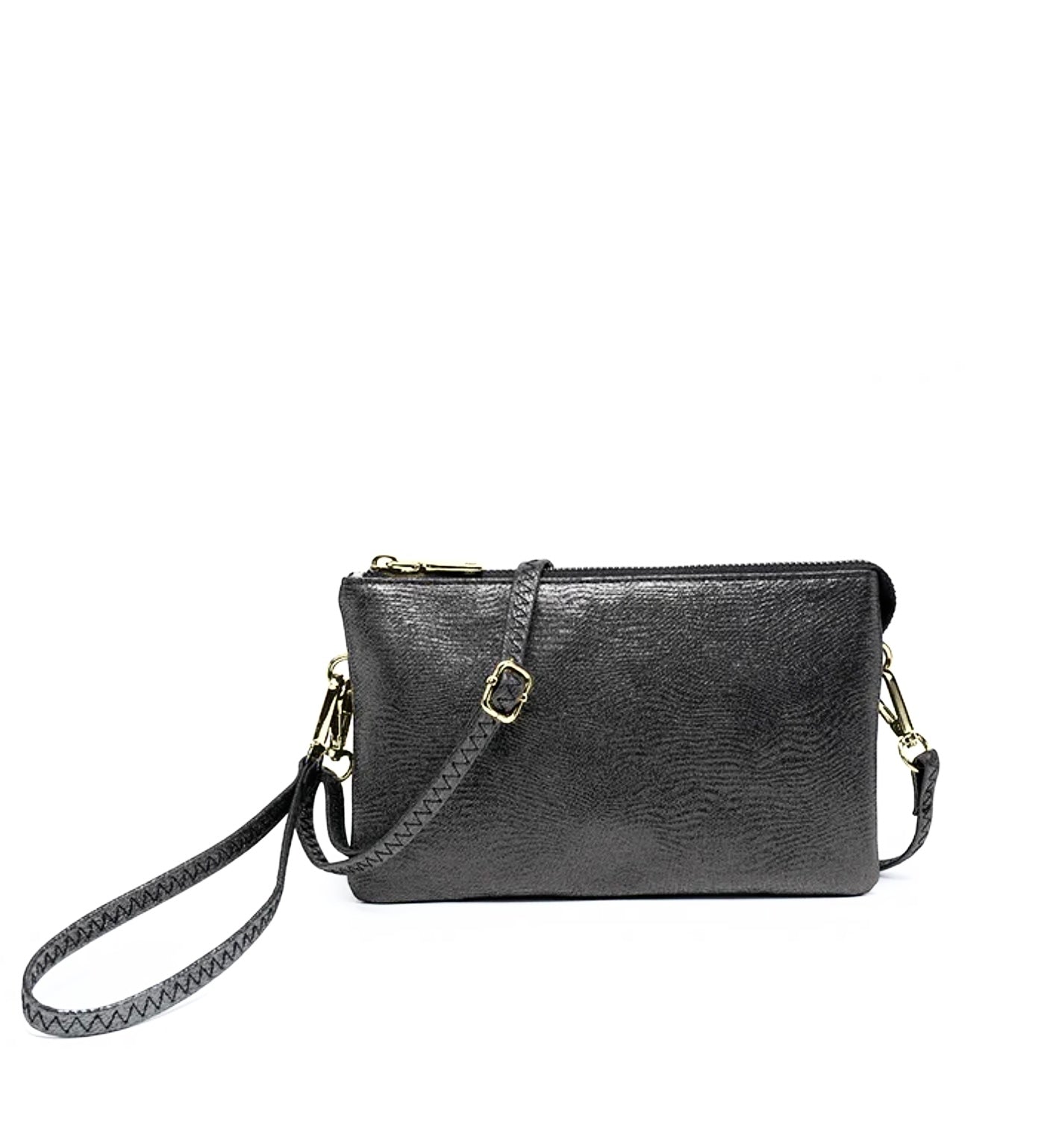 Riley Metallic Triple Compartment Convertible Crossbody Clutch