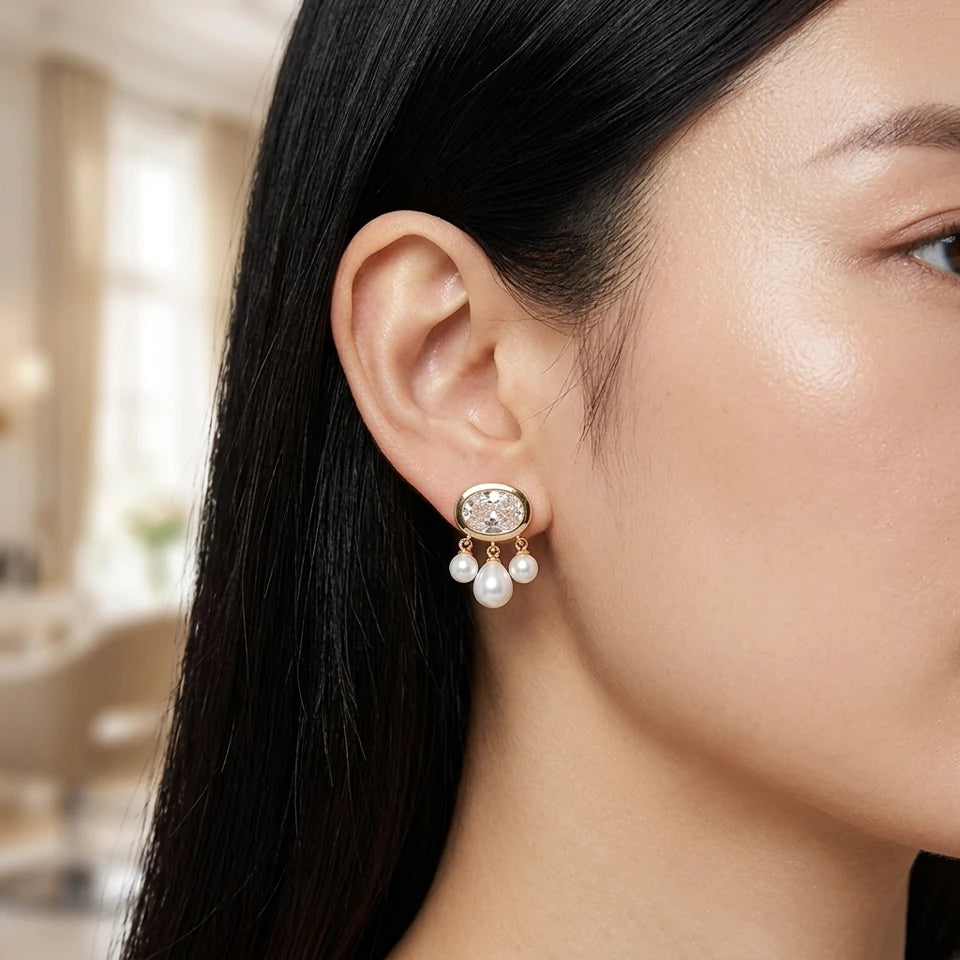 Crystal and Pearl drop earrings