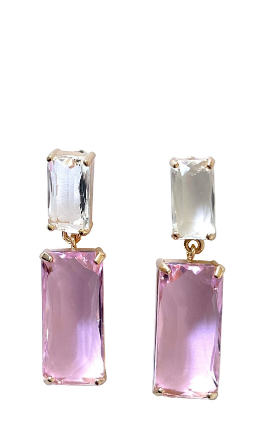 Crystal Drop Rectangular Earrings