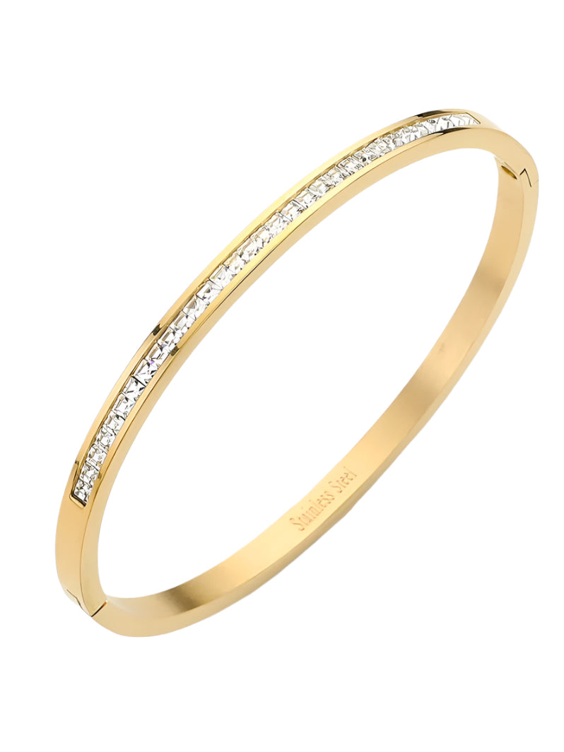 Stainless Steel & Crystal Hinged Bracelet