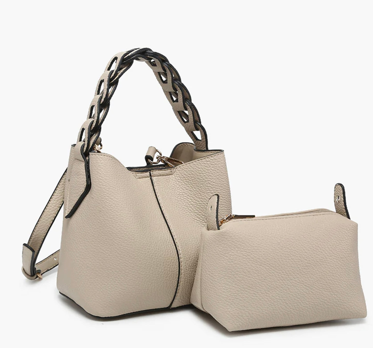 Braided Handle Mini Bucket Bag