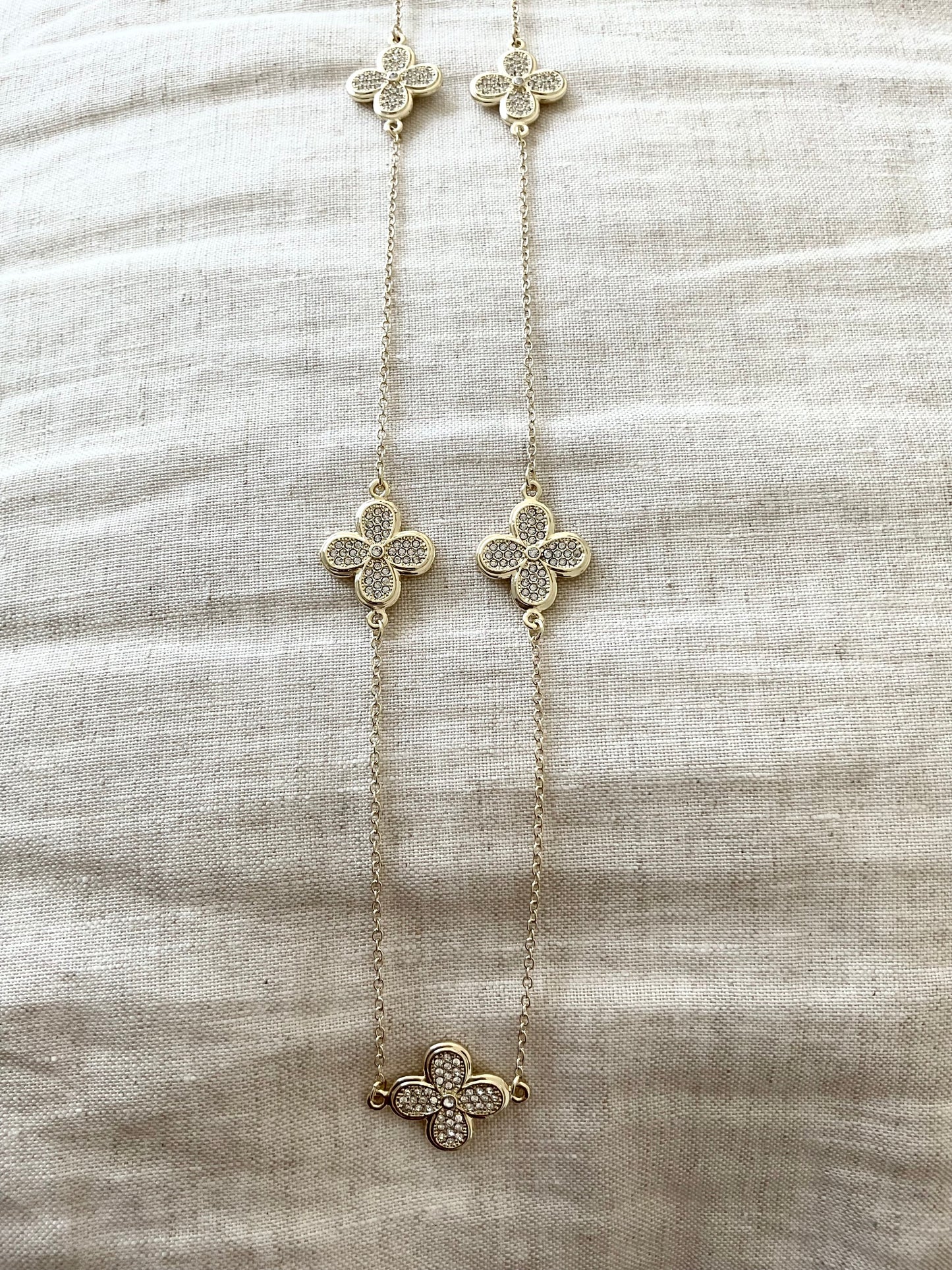 Crystal Clover Long Necklace