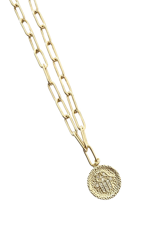 Hamsa Crystal Pendant Necklace