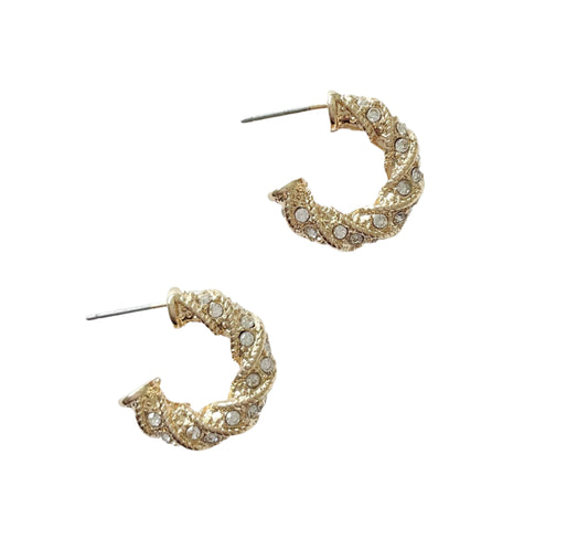 Twist Hoop Crystal Earrings