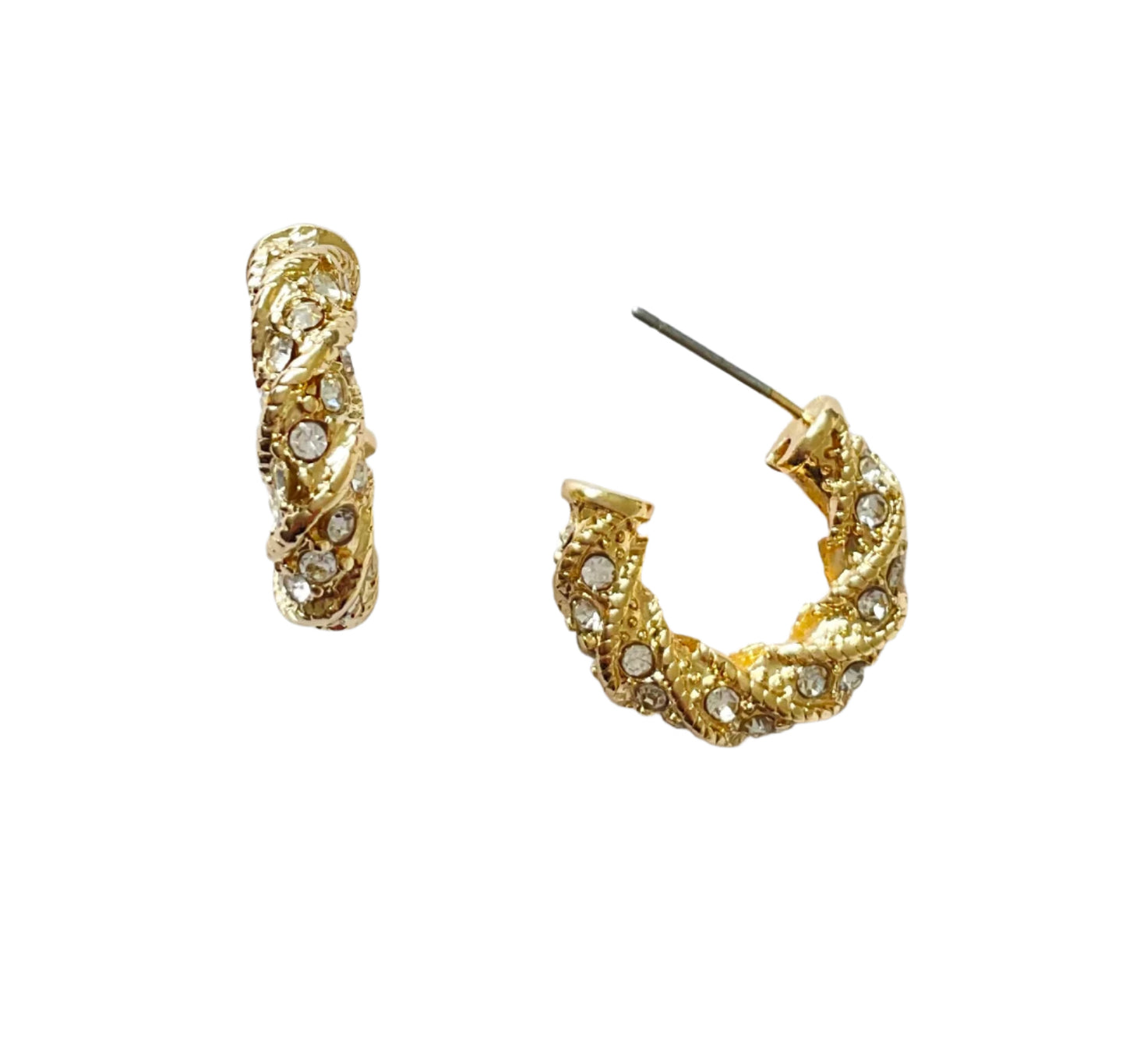 Twist Hoop Crystal Earrings