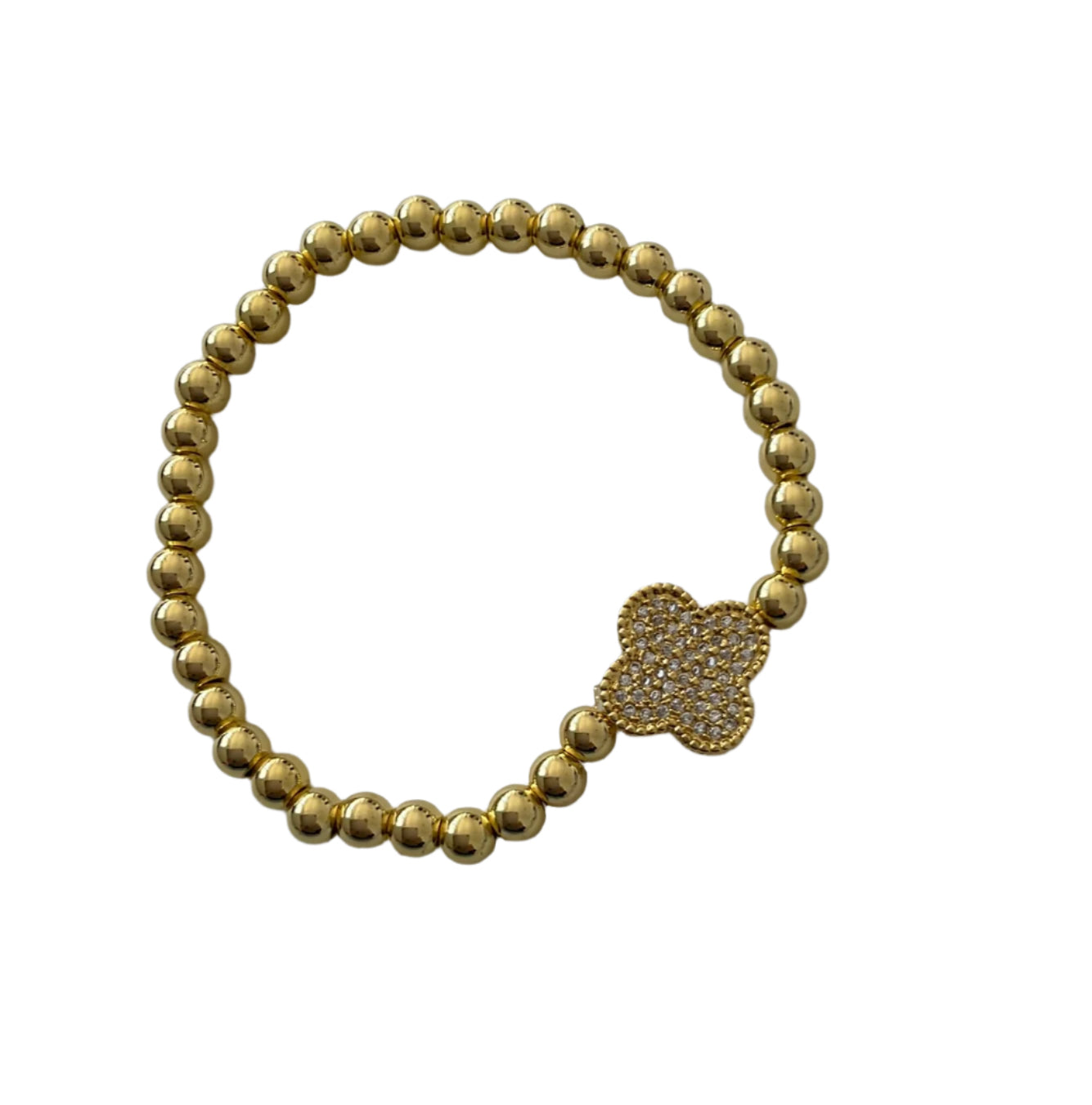 Beaded clover leaf charm stretch bracelet