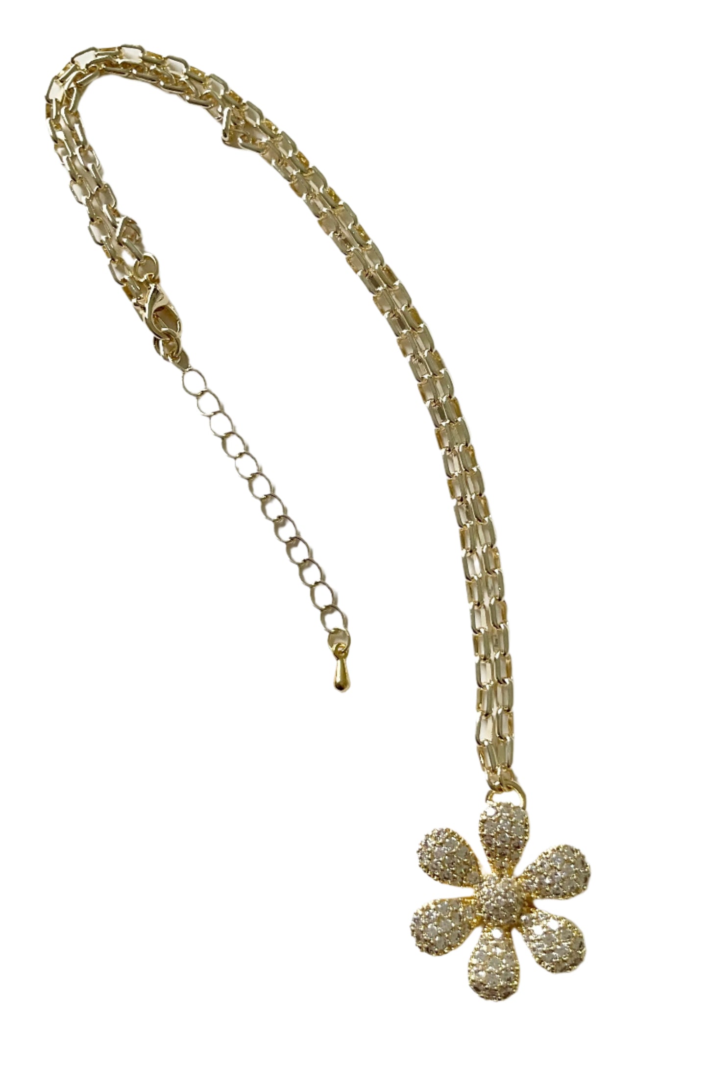 Crystal Flower Pendant Necklace