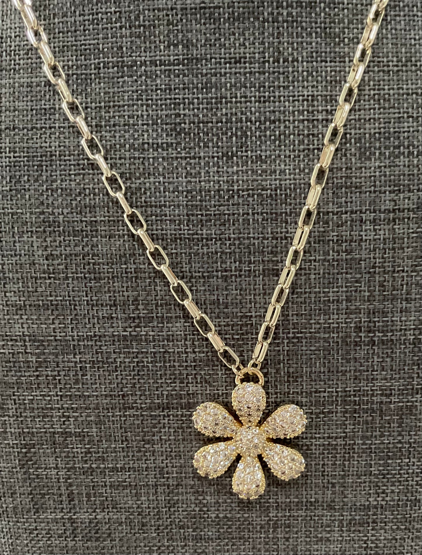 Crystal Flower Pendant Necklace