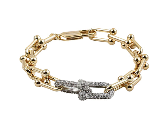 Interlock Link & Crystal Bracelet