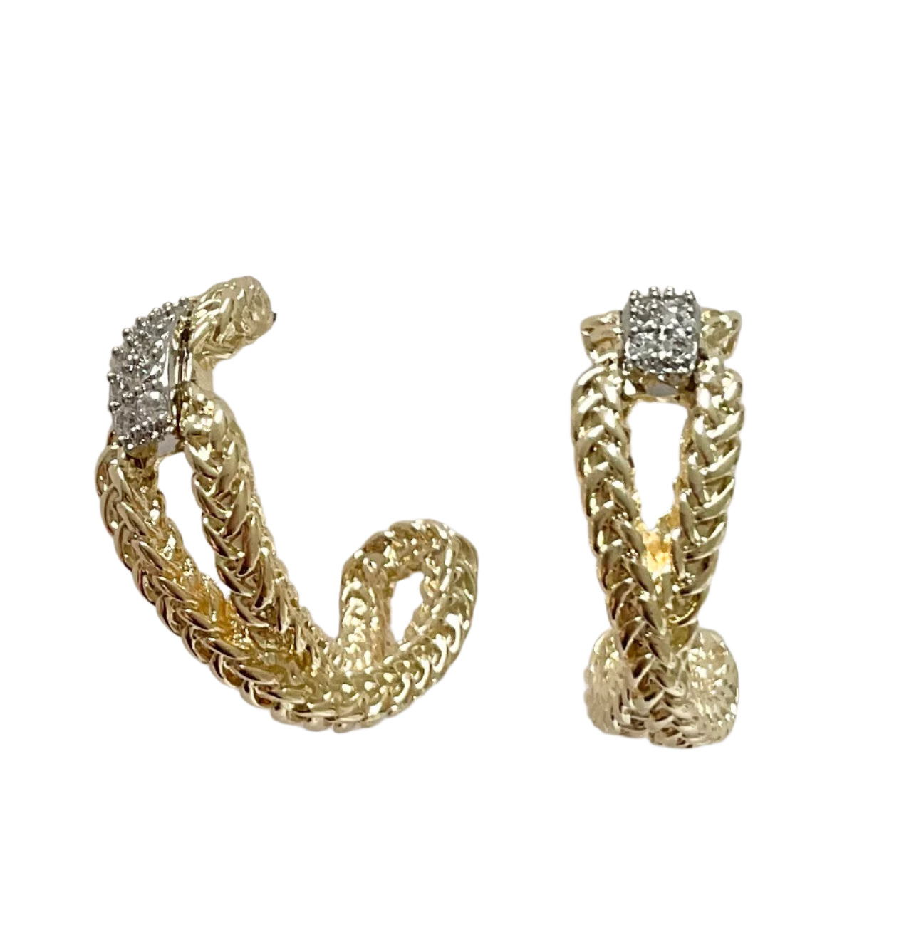 14K Gold Dippd Metal & Crystal Hoops