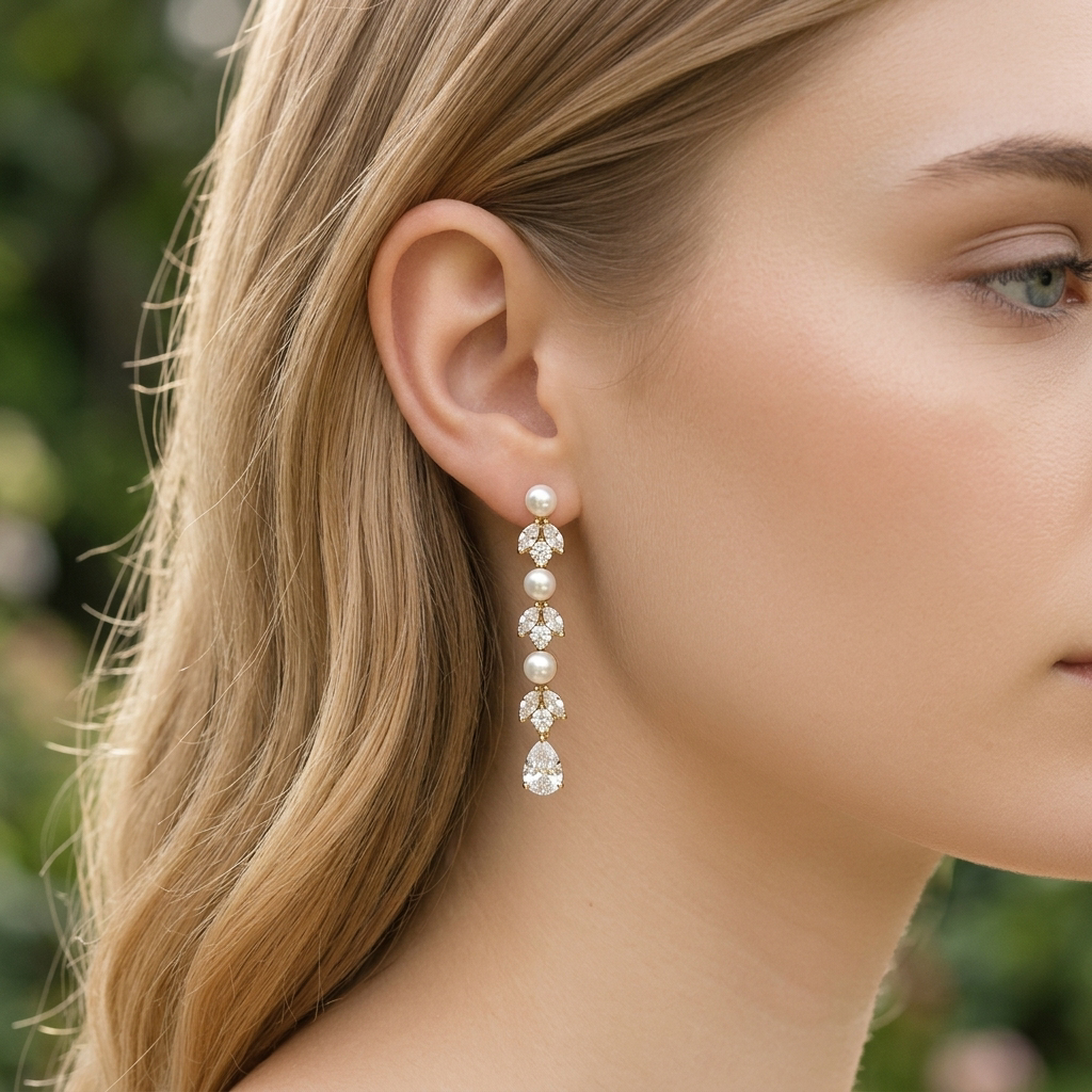Crystal & Pearl Dangle Earring