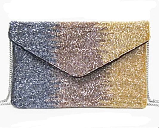 Three Tone Beaded Clutch