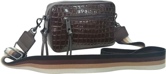 Crocco Textured Patent Vegan Leather Crossbody