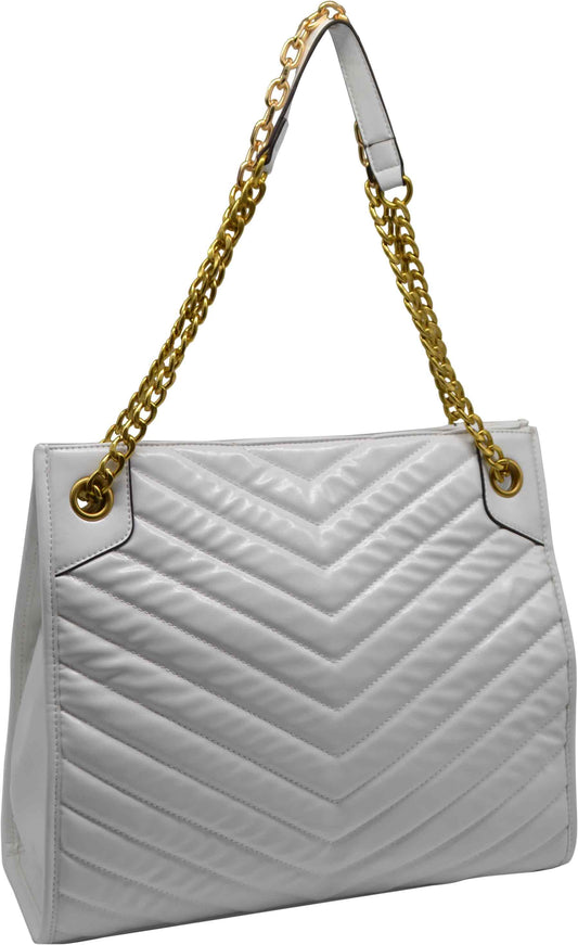 Chevron Patterned Glazed Vegan Tote
