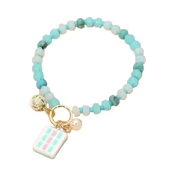 Mah Jong Themed Beaded Stretch Charm Bracelet