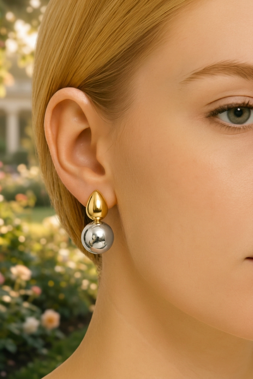 Two Tone Ball Stud Earrings