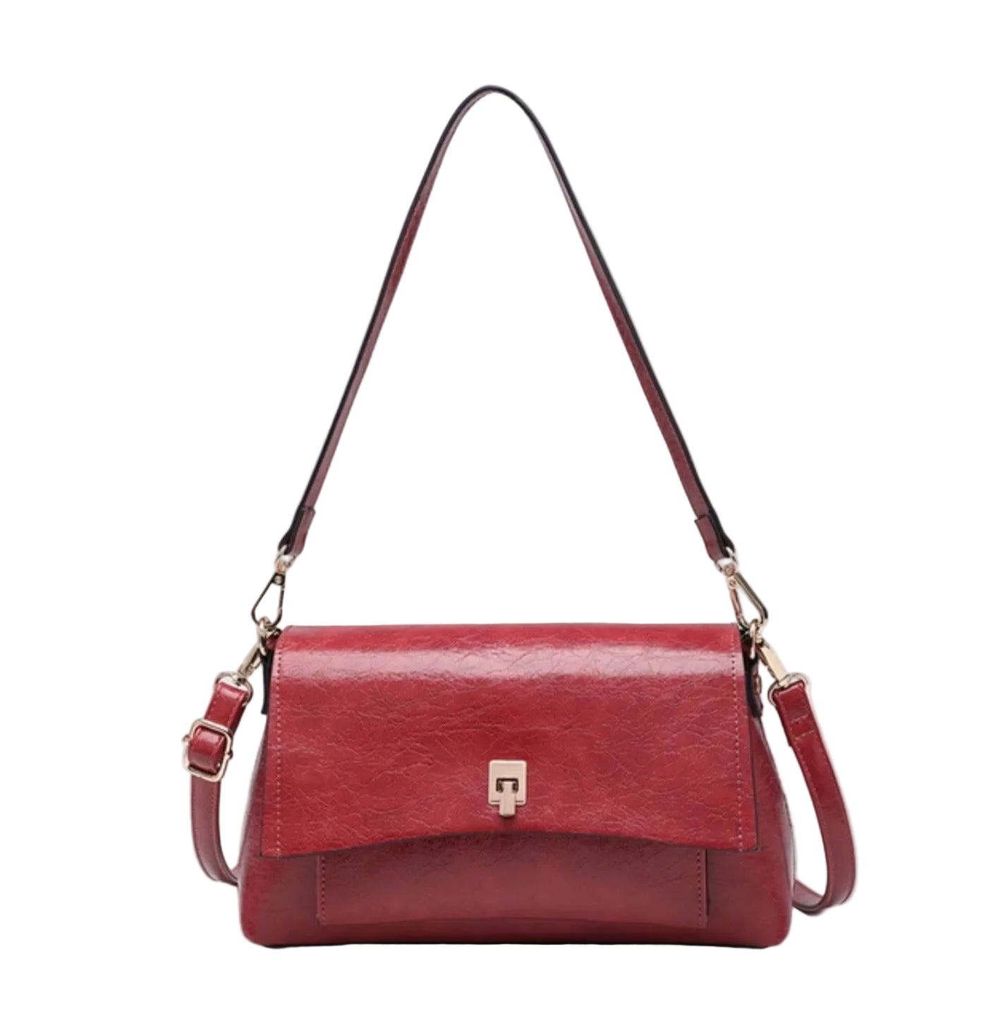 Bella Glossy Vegan Leather Shoulder Bag