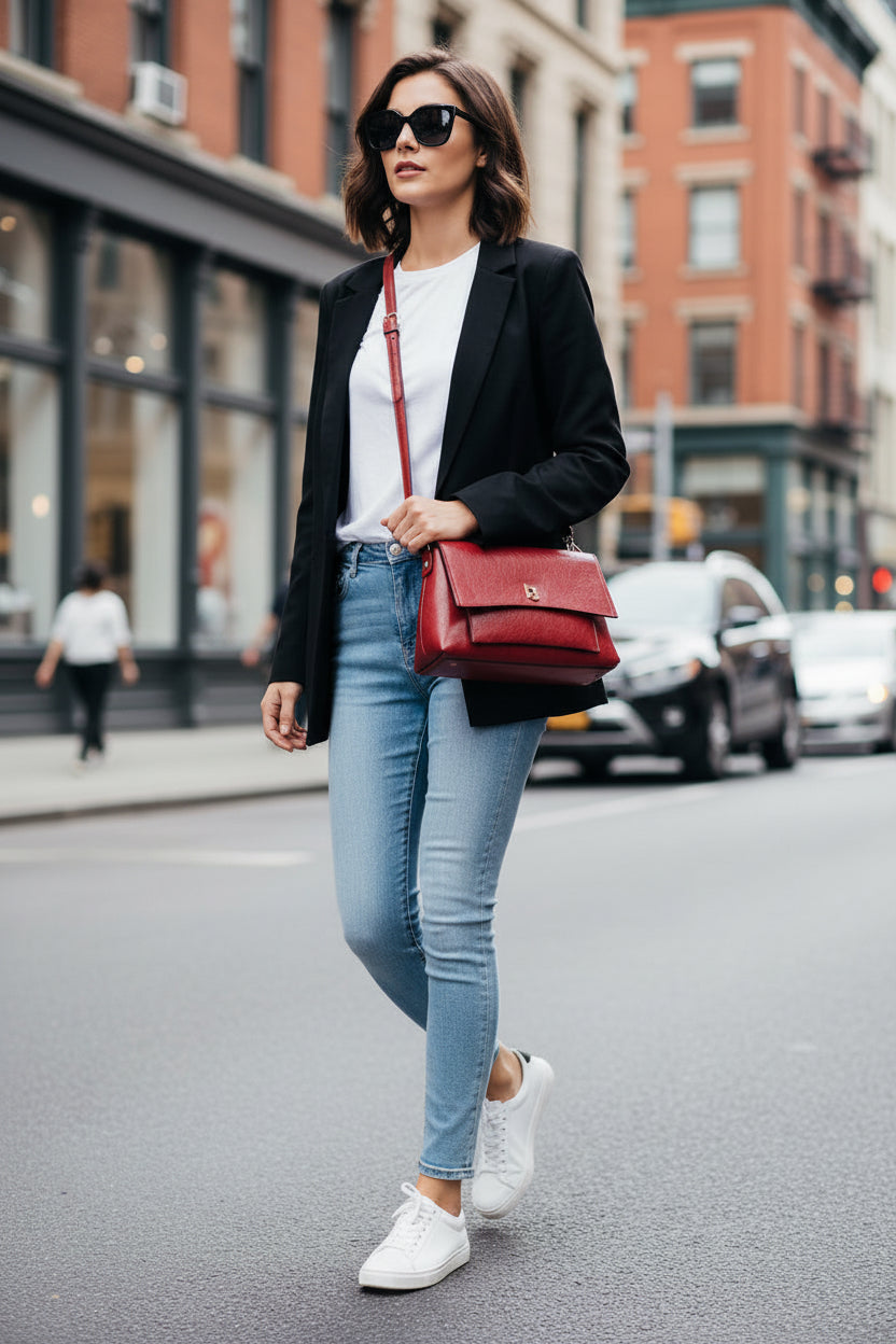 Bella Glossy Vegan Leather Shoulder Bag