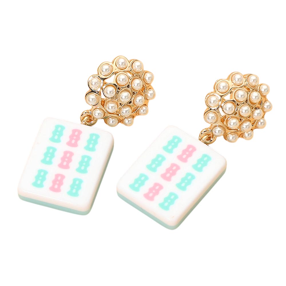Mah Jong Pearl Drop Earrings