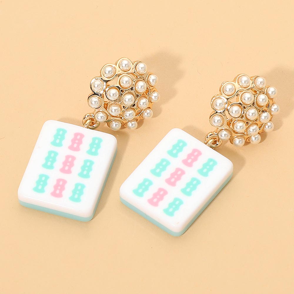 Mah Jong Pearl Drop Earrings