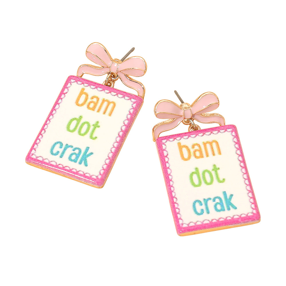 Bam Crack Dot Dangle Mah Jong Themed Earrings