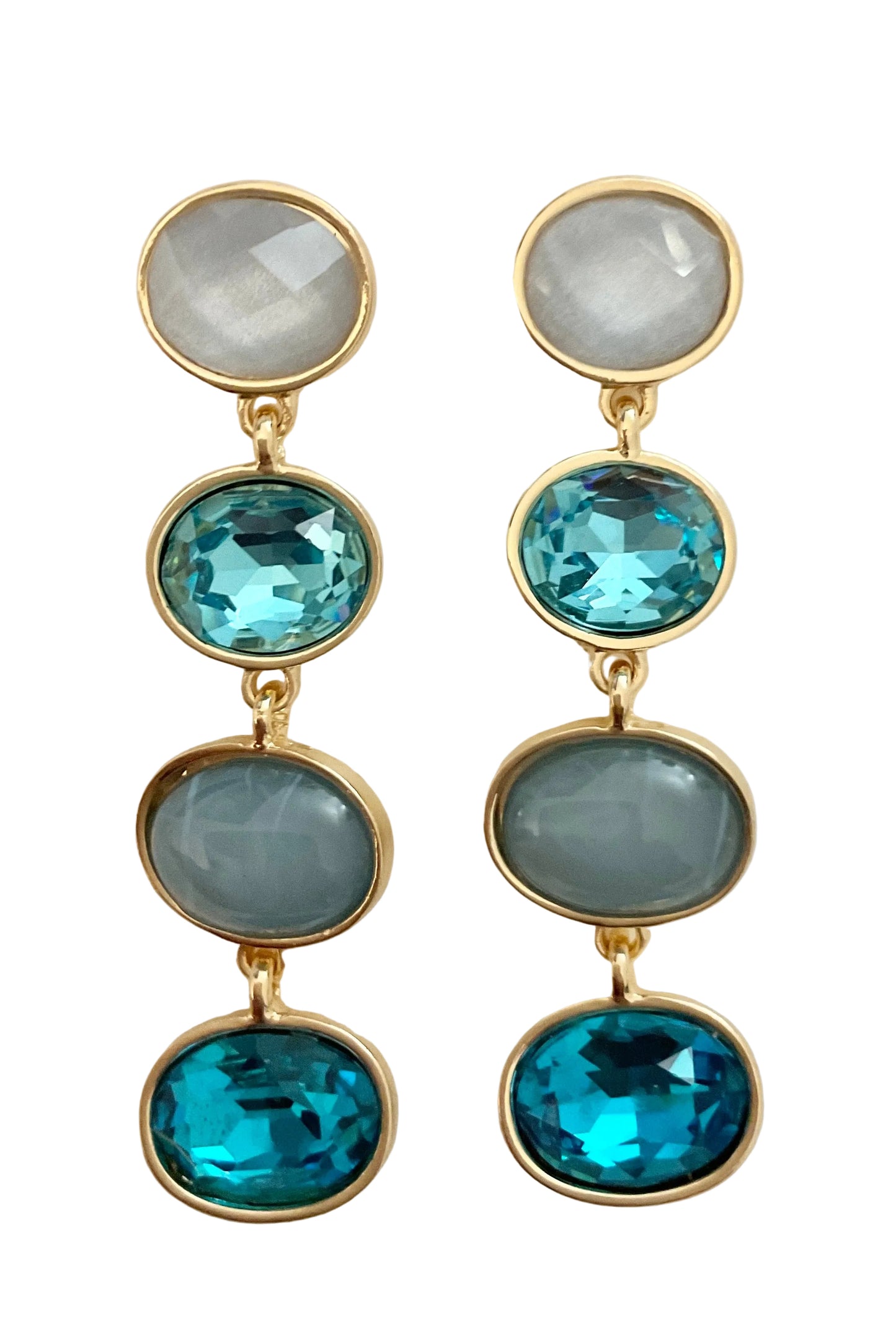 Oval Stone Resin Glass Drop Earring