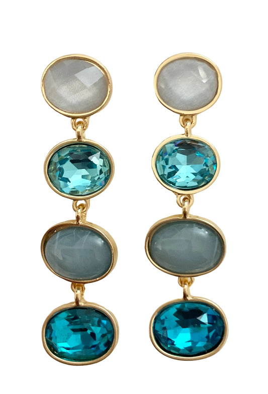 Oval Stone Resin Glass Drop Earring