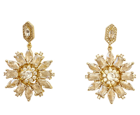 CZ Sunburst Drop Earring