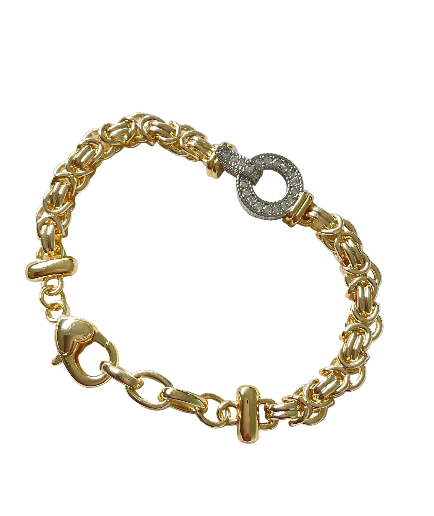 LInk Bracelet with CZ Pave Charm