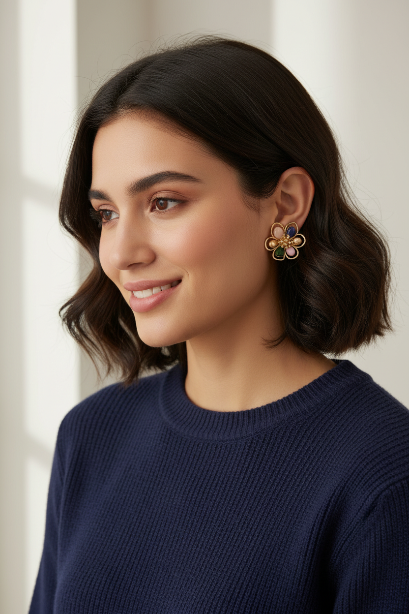 Resin Floral Cluster Earrings