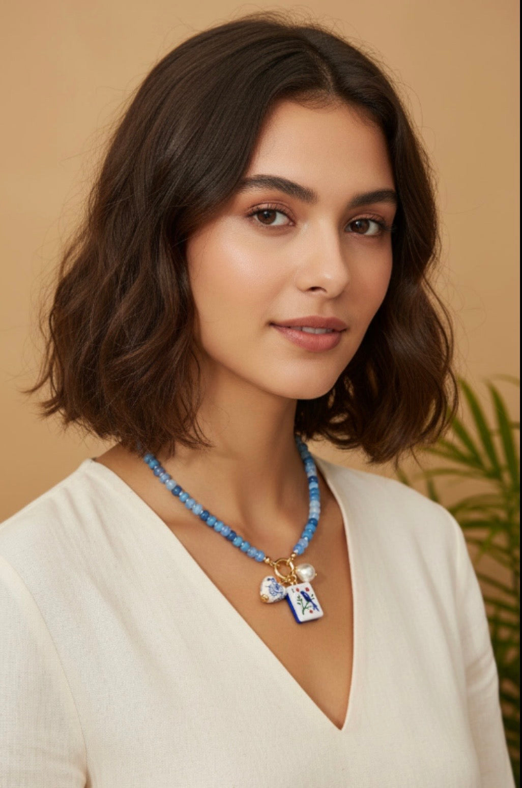 Bead and Tile Mah Jongg Charm Necklace