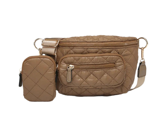 Nylon Quilted Puffer Belt Bag