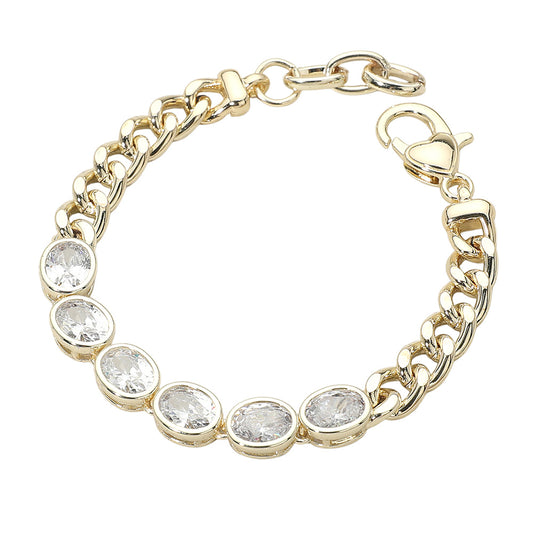 CZ Crystal Link Gold Dipped Bracelet