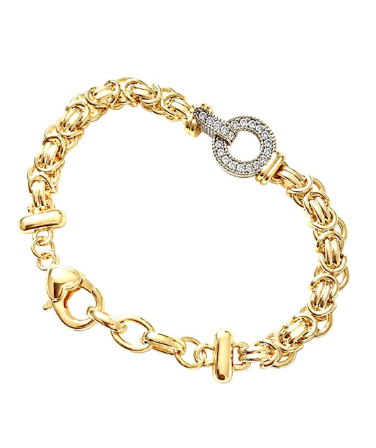 LInk Bracelet with CZ Pave Charm