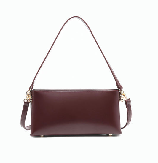 Rectangular vegan leather shoulder/crossbody bag
