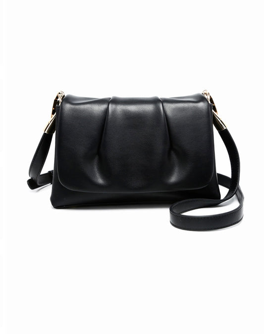 Pleated Soft Vegan Leather Crossbody Bag