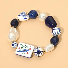 Mah Jong Themed Chunky Charm Stretch Bracelet