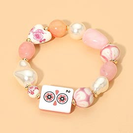 Mah Jong Themed Chunky Charm Stretch Bracelet