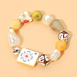 Mah Jong Themed Chunky Charm Stretch Bracelet