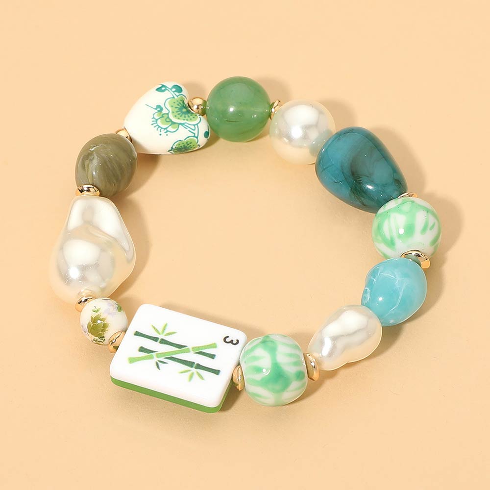 Mah Jong Themed Chunky Charm Stretch Bracelet