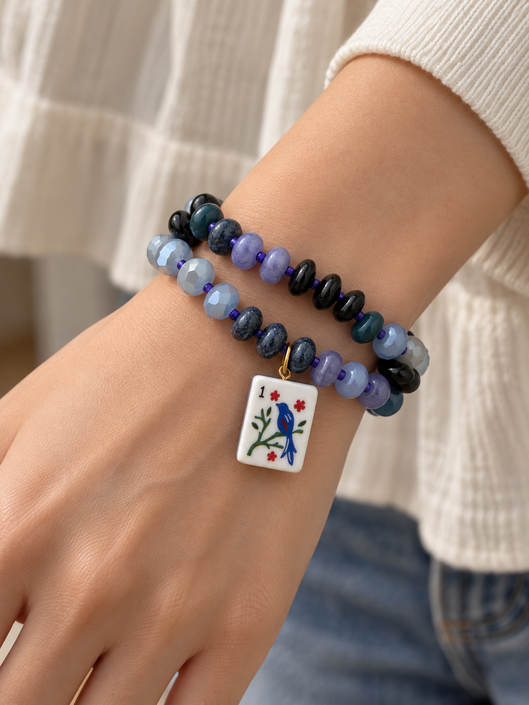 Double Strand Mah Jong Charm Bracelet