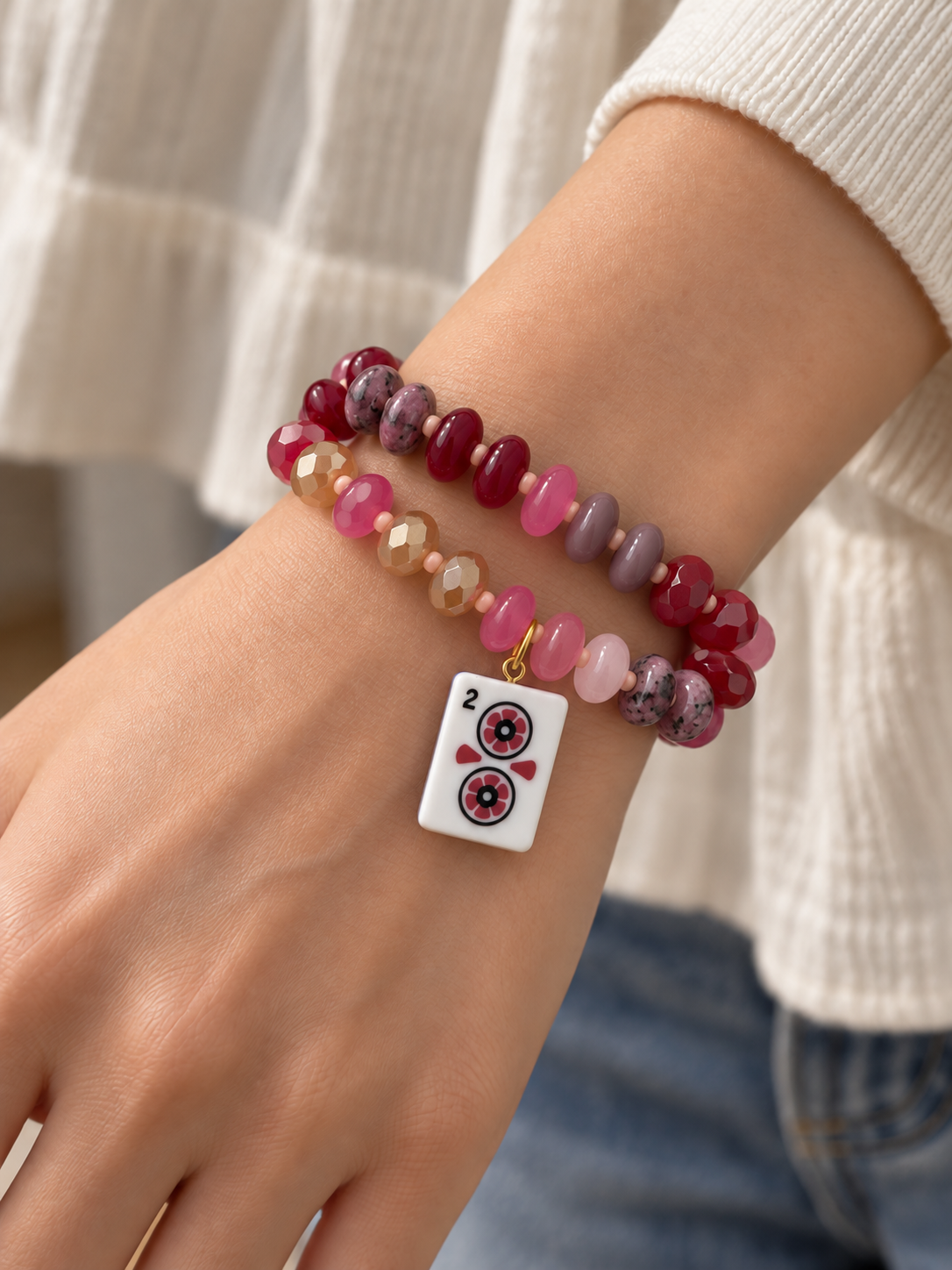 Double Strand Mah Jong Charm Bracelet