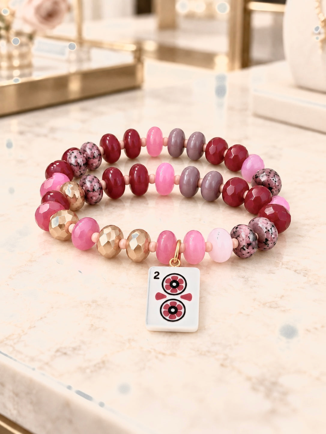 Double Strand Mah Jong Charm Bracelet