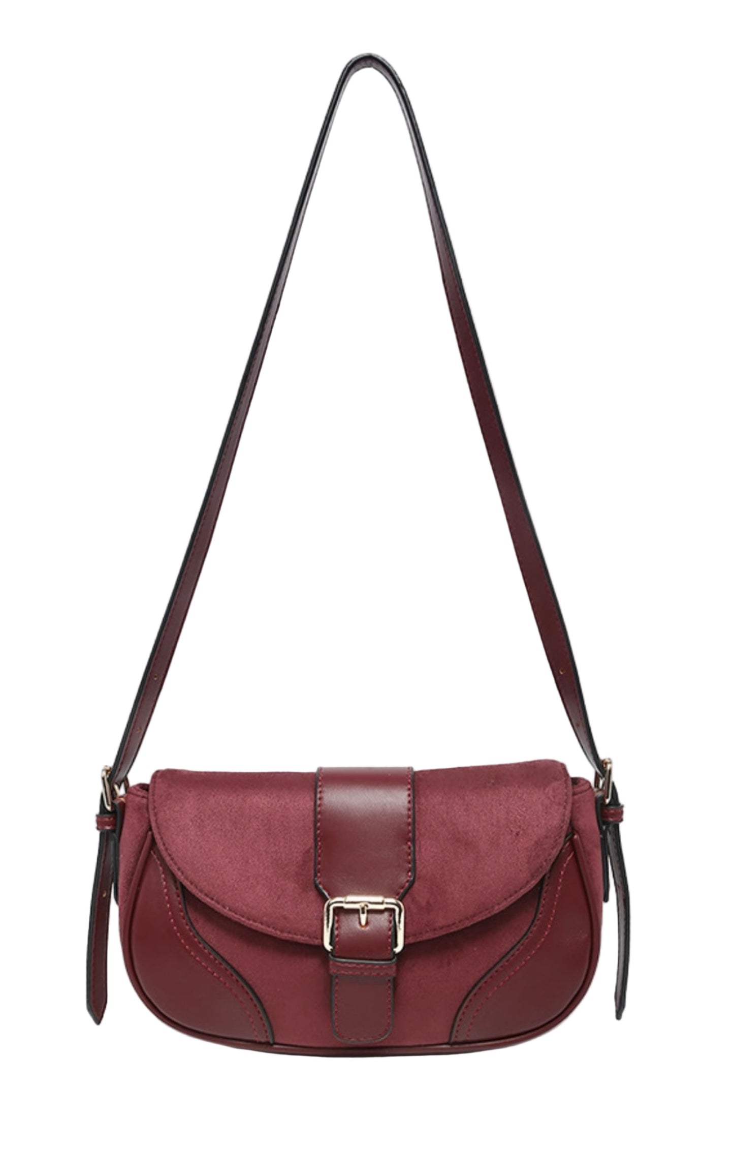Mix vegan material leather shoulder bag