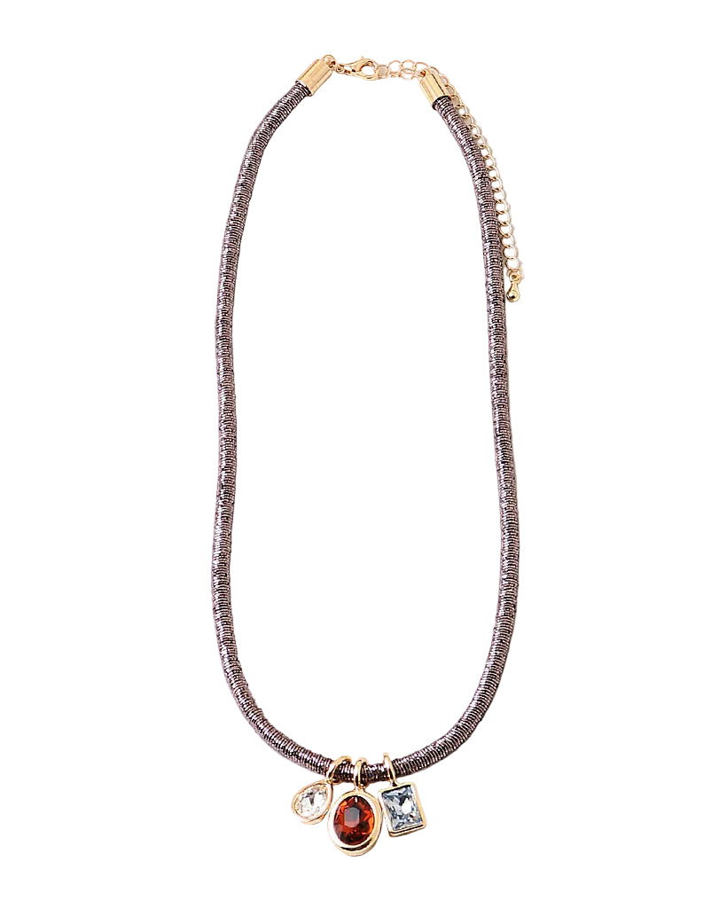 Metallic Jeweled Choker Necklace