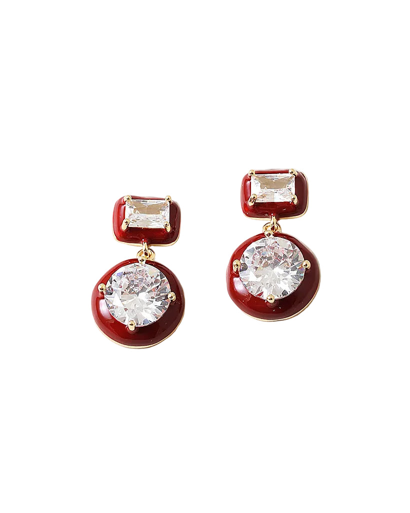 Enamel and crystal drop earrings