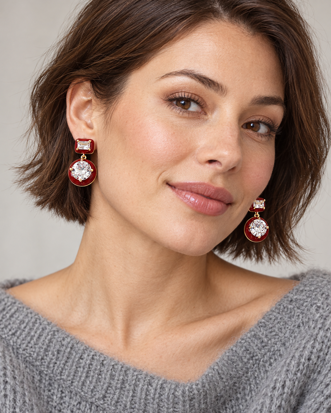 Enamel and crystal drop earrings
