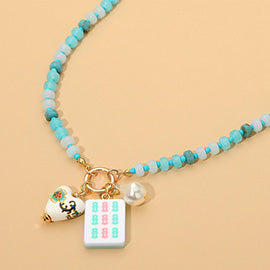 Bead and Tile Mah Jongg Charm Necklace